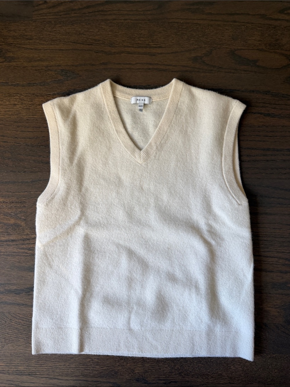 Reiss Boy Cream V-Neck Cashmere Blend Sweater Vest